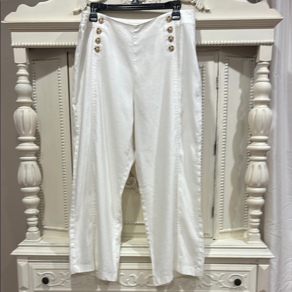 J. Jill Pants - J. Jill Love Linen Off White Cropped Wide Leg Sailor Pants Size Large